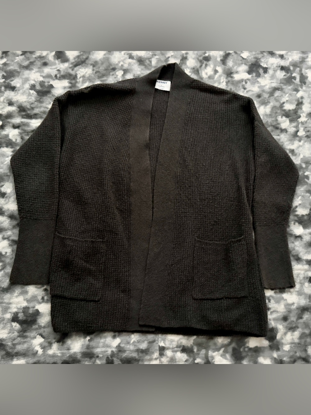 Old Navy Heathered Waffle-Knit Open-Front Cardigan